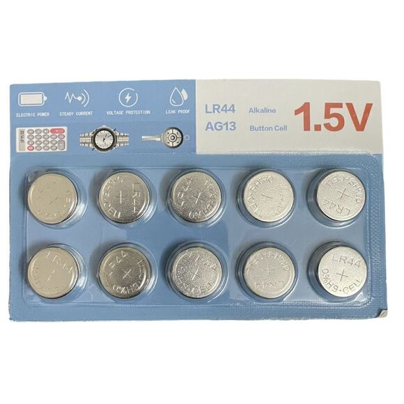 1.5V Alkaline Button Cell Battery (10 Pack) LR44 AG13 - Picture 1 of 5
